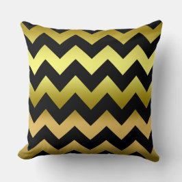 Black Old Guld Ombre Zig Zag Stripe Pillow Kudde