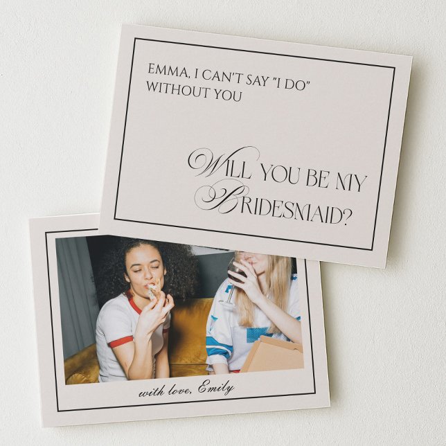 Black Old Money Will You Be My Bridesmaid Card Inbjudningar (Skapare uppladdad)