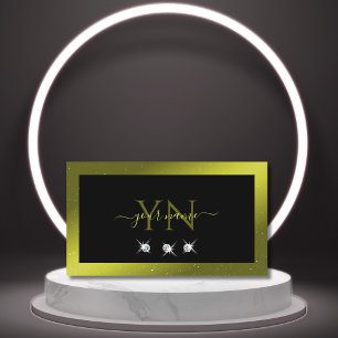 Black Oliv grönt Gult Sparkling Jewels Monogram Visitkort