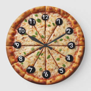 Black Olive Pizza Clock - Pizza Restaurant Kitchen Stor Klocka