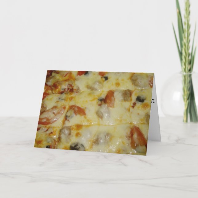 "Black Olive Tomato & Sause Pizza" födelsedagskort Kort (Framsida)