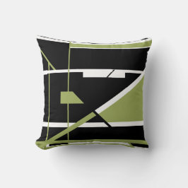 Black Olive White Geometric Abstrakt Art Design Kudde