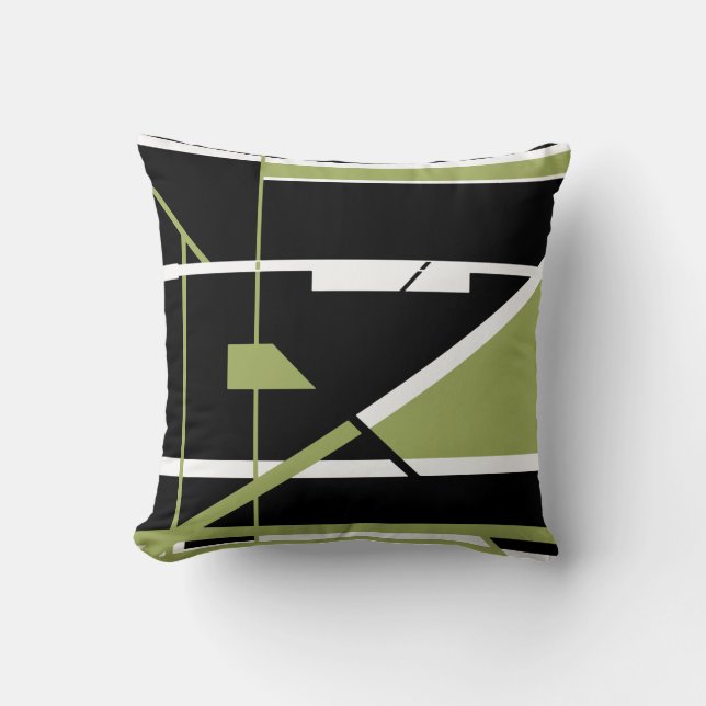 Black Olive White Geometric Abstrakt Art Design Kudde (Framsida)