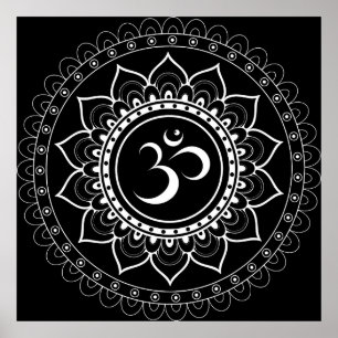 Black Om Mandala Poster