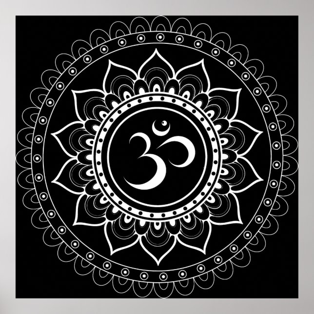 Black Om Mandala Poster (Framsidan)