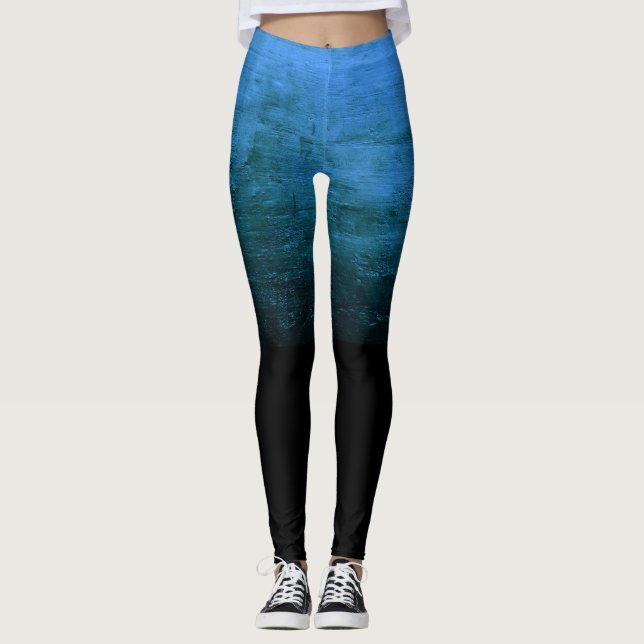 Black Ombré Distressed Texture - Blue Leggings (Framsida)