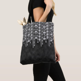 BLACK OMBRE MED DIAMOND LOOK CHAINES STONES PÄRLOR TYGKASSE