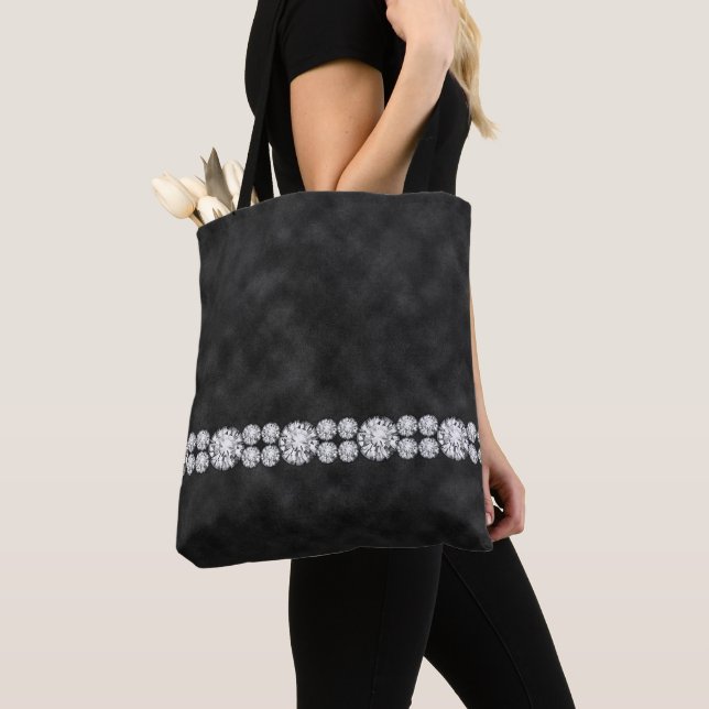 BLACK OMBRE MED DIAMOND LOOK CHAINES STONES PÄRLOR TYGKASSE (Närbild)