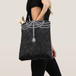 BLACK OMBRE MED DIAMOND LOOK CHAINES STONES PÄRLOR TYGKASSE