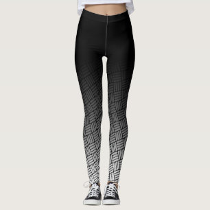 Black Ombre med svartvitt och svartvit kruka Mönst Leggings