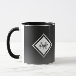 Black Ombre Silver Marble Monogrammed Mugg