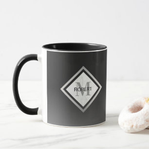 Black Ombre Silver Marble Monogrammed Mugg