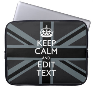 Black on Black Behålla Lugn Personlig Union Jack Laptop Sleeve