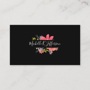 Black on Black Flowers Visitkort