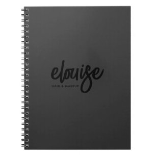 Black on Black Modern Push Script Beauty Business Anteckningsbok
