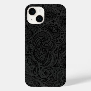 Black on Mörk Grått Retro Paisley Damasks Snöre