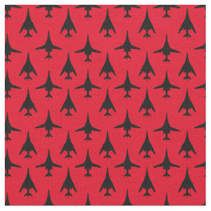 Black on Red B-1 Spirit Bomber Mönster Fabric Tyg