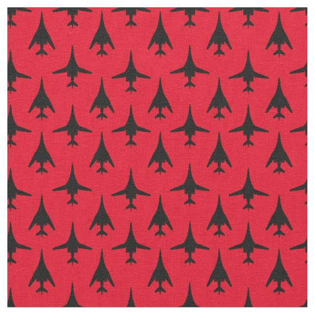 Black on Red B-1 Spirit Bomber Mönster Fabric Tyg (Närbild)