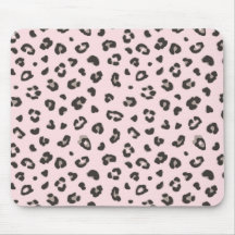 Black on Rosa Leopard Print Mousepad