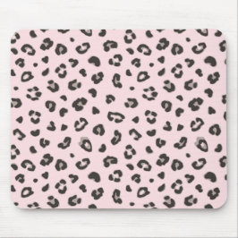 Black on Rosa Leopard Print Mousepad Musmatta