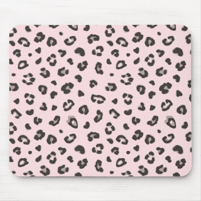 Black on Rosa Leopard Print Mousepad Musmatta (Framsidan)