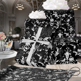 Black On White Acanthus Löv Black Blommigt Palace Presentpapper