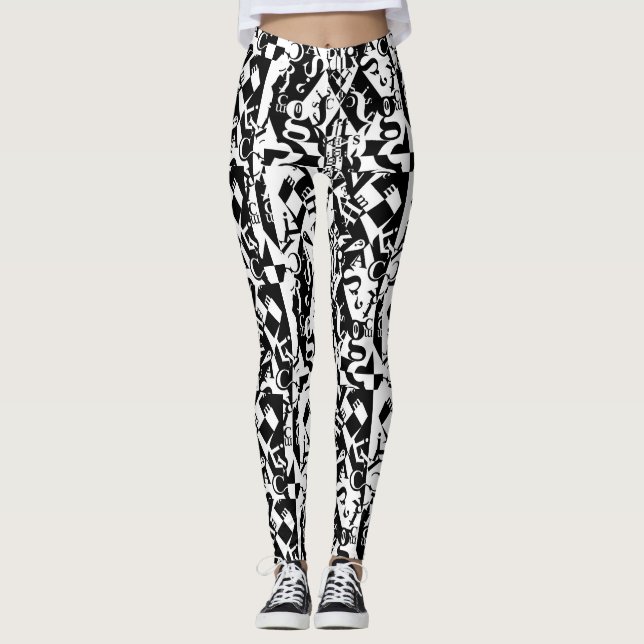 black on white on black leggings (Framsida)
