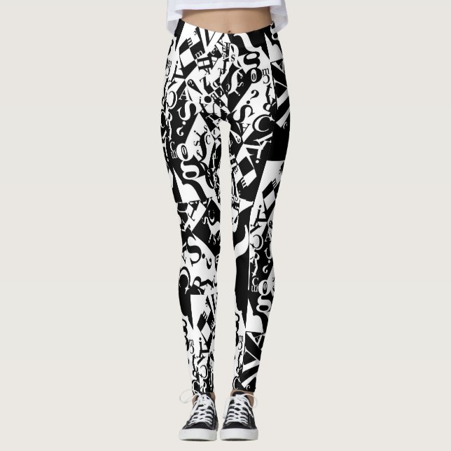 black on white on black leggings (Framsida)