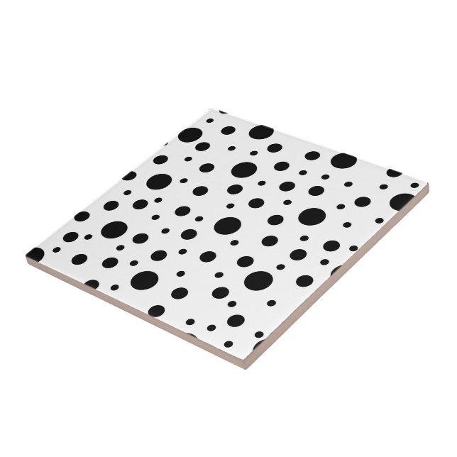 Black on White Polka Dot Mönster Baby Blanket Roun Kakelplatta (Sidan)