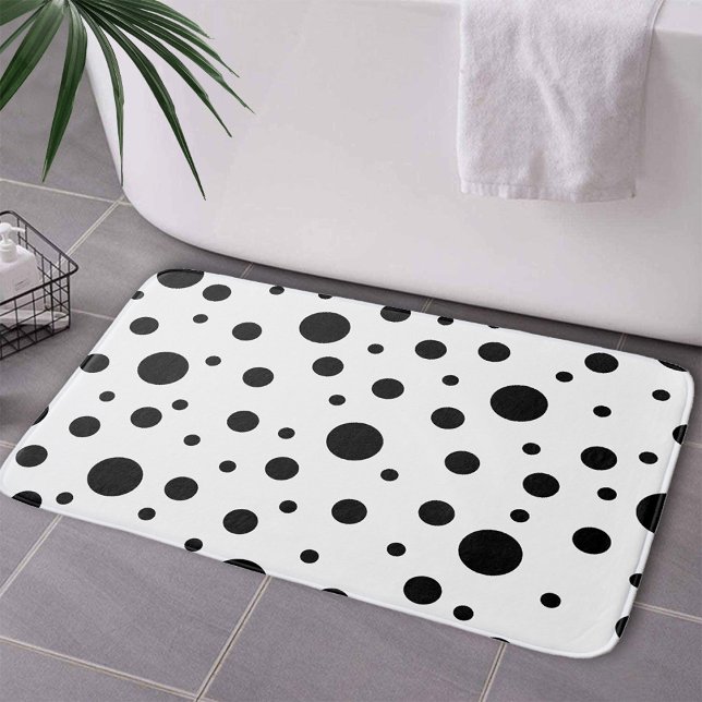 Black on White Polka Dot Mönster Badrumsmatta (Skapare uppladdad)