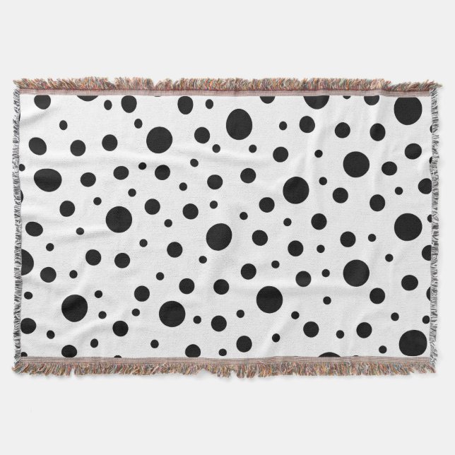 Black on White Polka Dot Mönster Filt (Framsidan)
