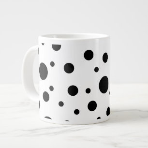 Black on White Polka Dot Mönster Jumbo Mugg