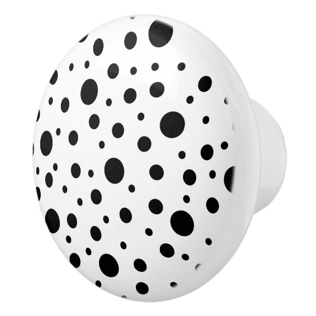 Black on White Polka Dot Mönster Knopp (Höger)
