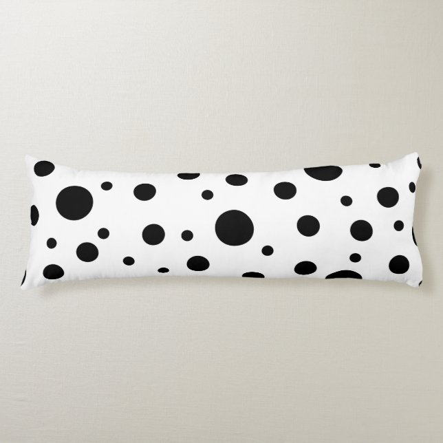 Black on White Polka Dot Mönster Kroppskudde (Framsidan)