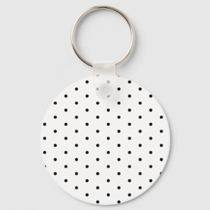 Black on White Polka dots Nyckelring