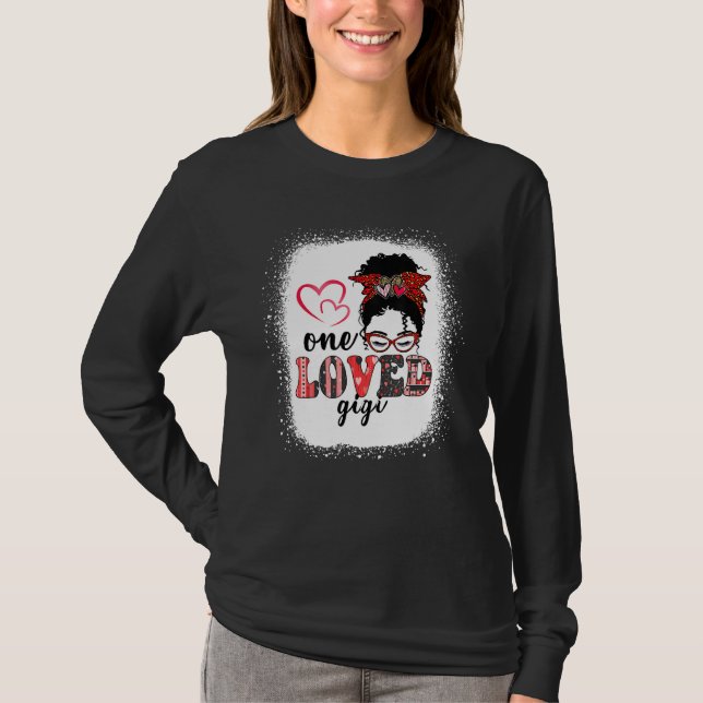 Black One Loved Gigi African Messy Bun Valentine T Shirt (Framsida)