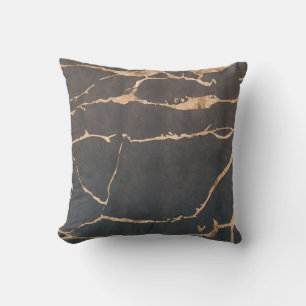 Black Onyx Modern Marble Gold Foil Gemstone Kudde