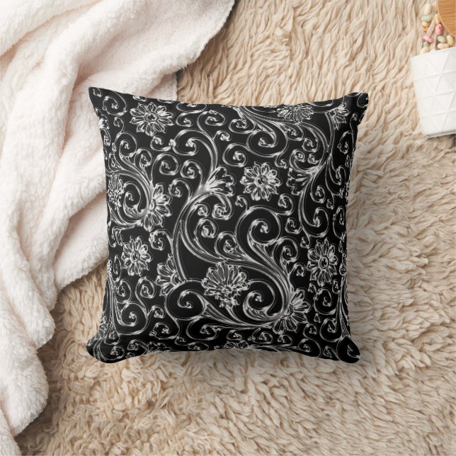 Black Onyx Paisley Dekorativ kudde (Filt)