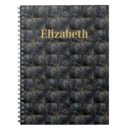 Black Onyx Tiled Pattern Name Monogram Anteckningsbok