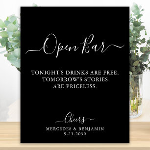 Black Open Pub Calligraphy Personlig Bröllop Poster