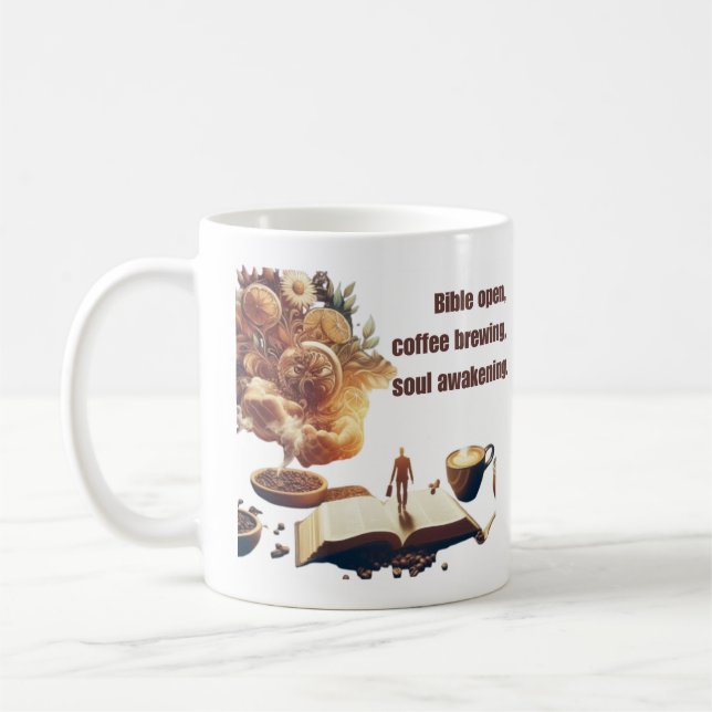 Bläck öppen, kaffebrygga, själsuppvaknande kaffemugg (Vänster)