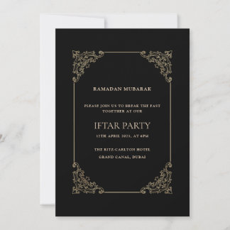 Black Opulent Baroque Frame Script Iftar Party Inbjudningar