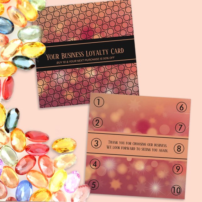 Black Orange Bokeh Generic Business Loyalty Slår Tidsbeställning Kort (Skapare uppladdad)