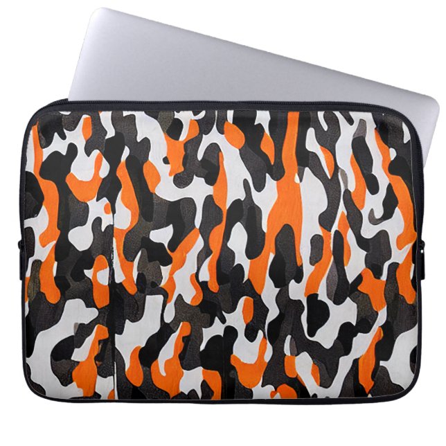 Black Orange camouflage mönster Electronics Bag Laptop Fodral (Framsidan)