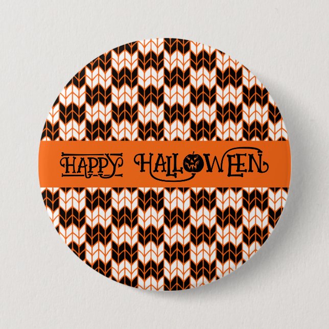BLACK ORANGE CHECK STICKA Round Pin Button II Knapp (Framsida)