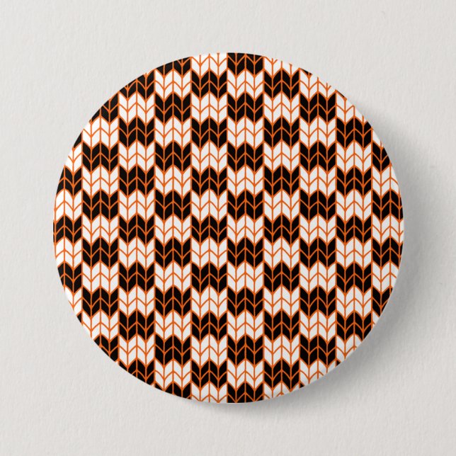 BLACK ORANGE CHECK STICKA Round Pin-knapp Knapp (Framsida)