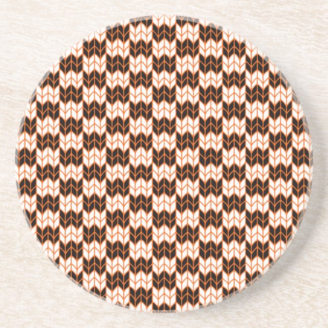 BLACK ORANGE CHECK STICKA Round Sandstone Underläg Underlägg (Framsidan)