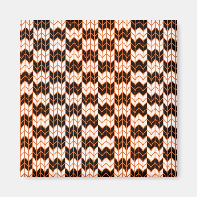 BLACK ORANGE CHECK STICKA Square Magnet (Framsidan)