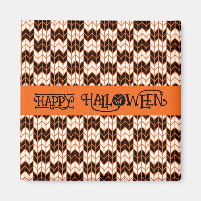BLACK ORANGE CHECK STICKA Square Magnet II (Framsidan)