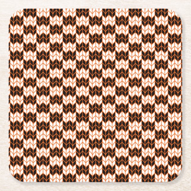 BLACK ORANGE CHECK STICKA Square Papper Underlägg Kvadrat (Framsidan)